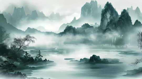 水墨山水中国风古风意境悠远