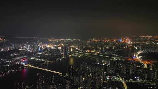 珠海航拍城市夜晚珠海夜景晚上城市建筑风光