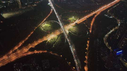 4K重庆北环立交夜景航拍视频素材模板下载
