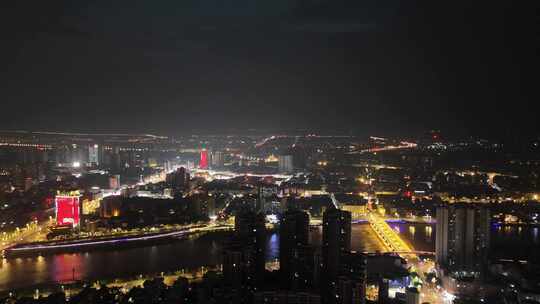 四川德阳城市大景夜景灯光航拍