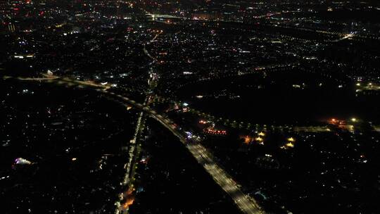 泉州市区夜景航拍500米高空泉州城市大景