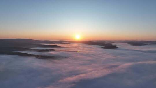 航拍黎明山川云海日出