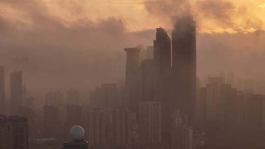 航拍深圳云海上的大湾区城市风光