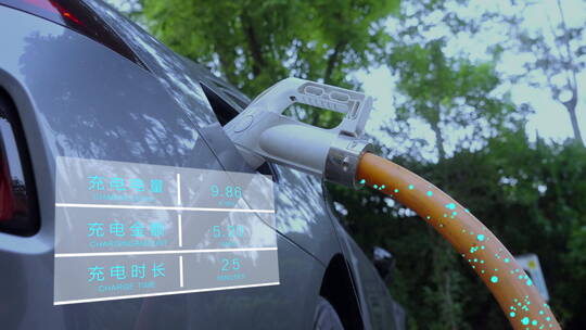 绿色新能源电动汽车充电-充电特效视频素材模板下载