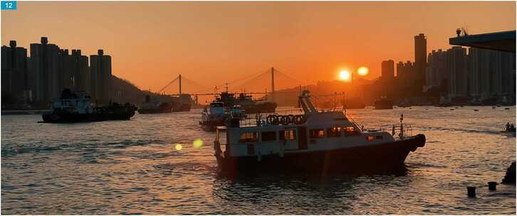 香港 日出 落日 傍晚 维多利亚港 海水