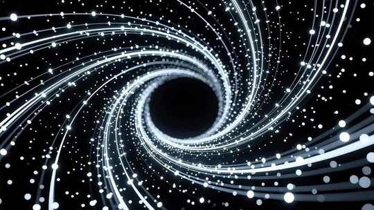 抽象深邃线条粒子流动空灵旋涡意象视频素材