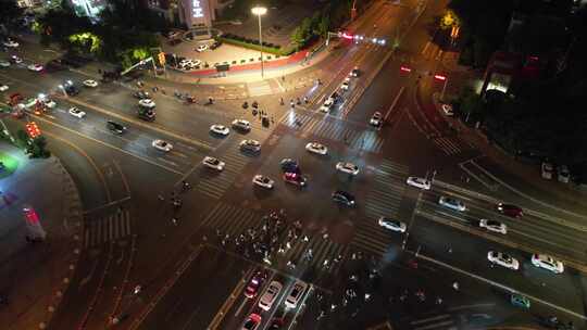 河北保定城市夜景灯光航拍