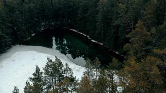 湖，森林，冰，雪