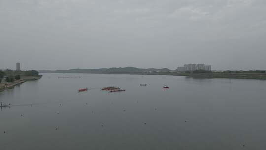 划龙舟龙舟比赛现场航拍