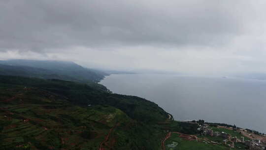 云南松茸航拍空镜抚仙湖全景