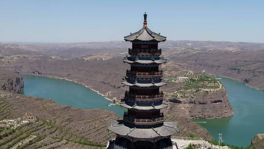 航拍山西忻州偏关乾坤湾黄河流域