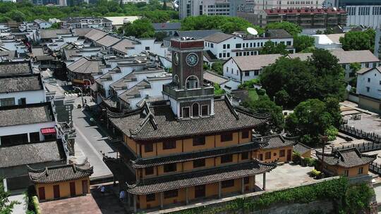 浙江宁波鼓楼地标建筑航拍