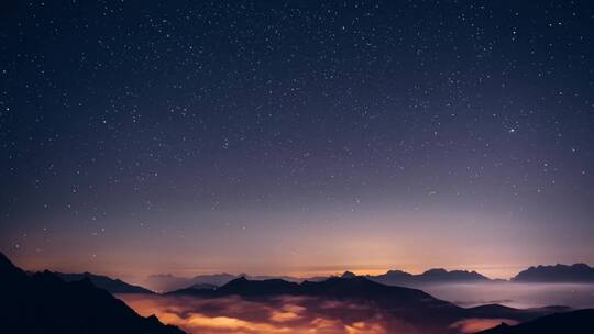 夜晚星空流星山区唯美延时