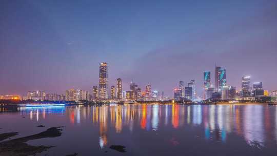 深圳海边都市风光夜景延时摄影