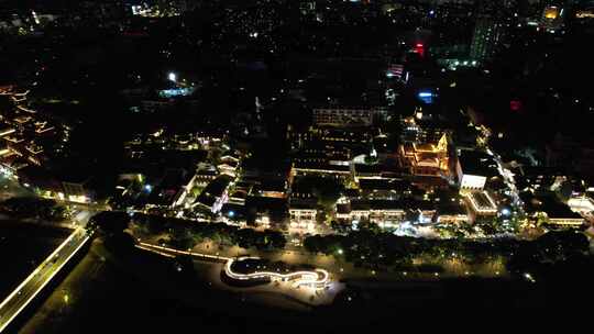 福建福州城市夜景交通航拍