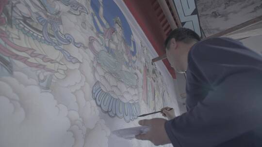 寺庙绘画艺人LOG视频素材模板下载