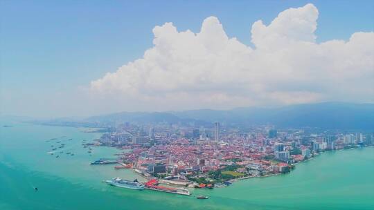 4K马来西亚槟城乔治市航拍视频素材模板下载