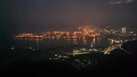 深圳盐田港夜景航拍