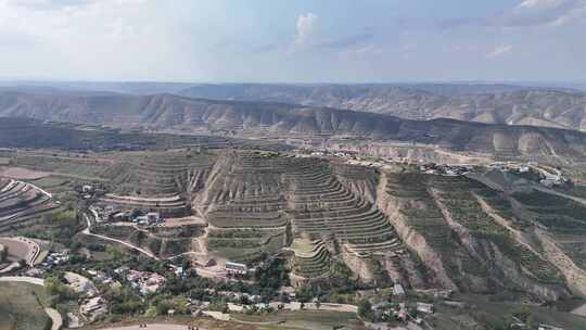 甘肃定西山川地地貌黄土高原航拍