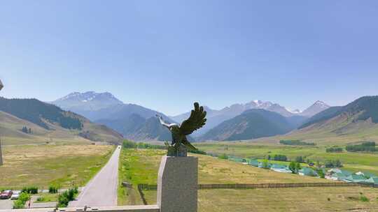 航拍夏塔国家森林公园森林雪山河流峡谷