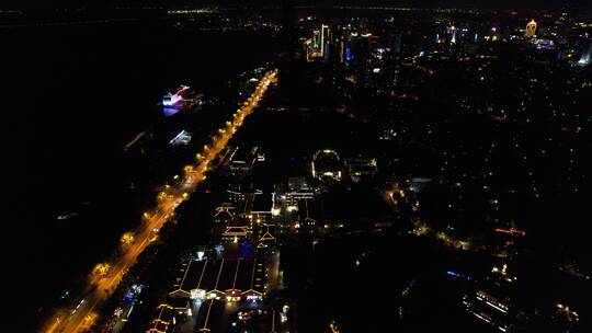 江苏西塘古镇夜景航拍