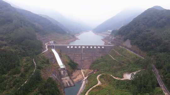 航拍福建莆田仙游抽水蓄能电站水库