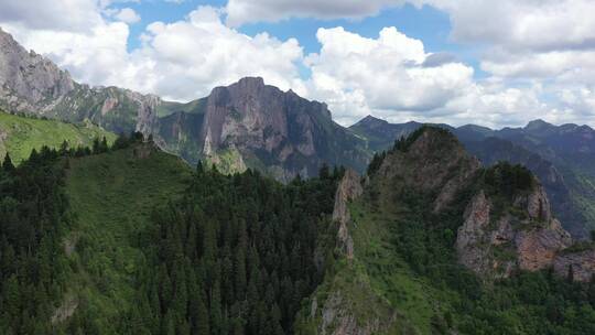 甘肃甘南州扎尕那山谷森林自然风光