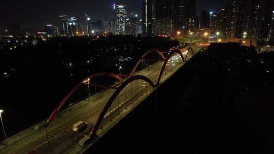 深圳马路夜景航拍空镜