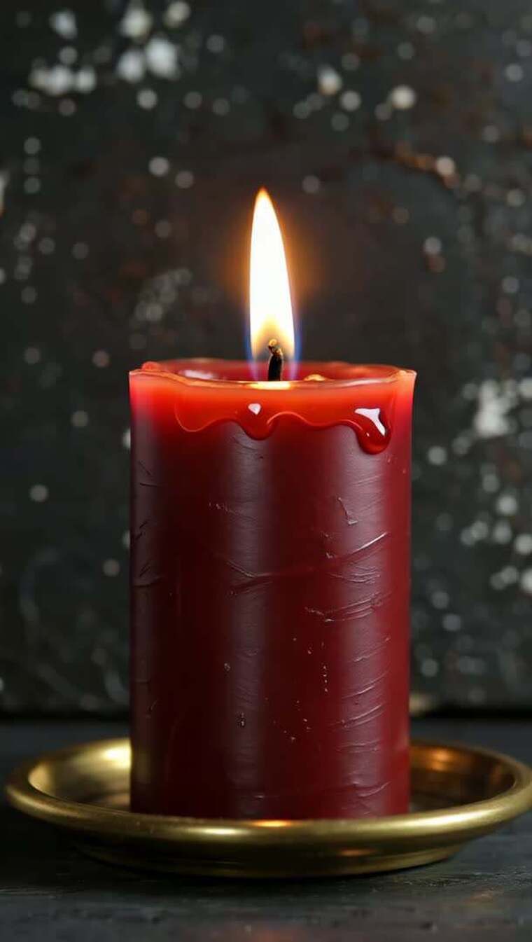 红色蜡烛燃烧特写