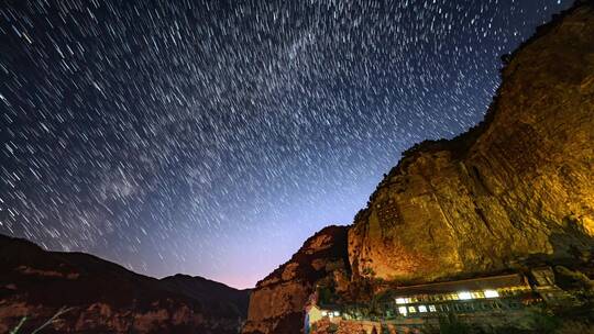 山西晋中介休市绵山景区云峰寺银河星轨4K