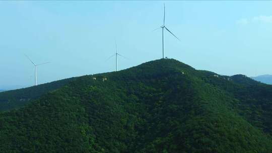 航拍风力发电山顶清洁能源新能源