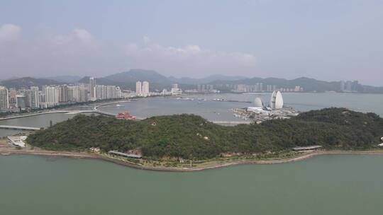 航拍珠海野狸岛贝壳大剧院