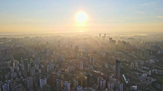 海口市区日出大景航拍