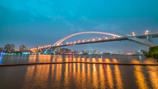 上海_卢浦大桥_夜景4K视频素材模板下载