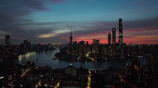 上海天际线日出环绕延时空镜