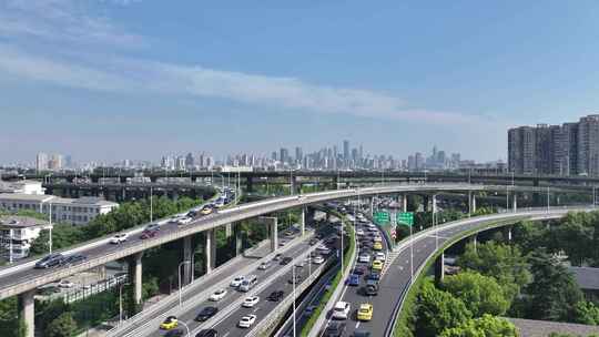 南京秦淮区双桥门立交车流南京市中心大景