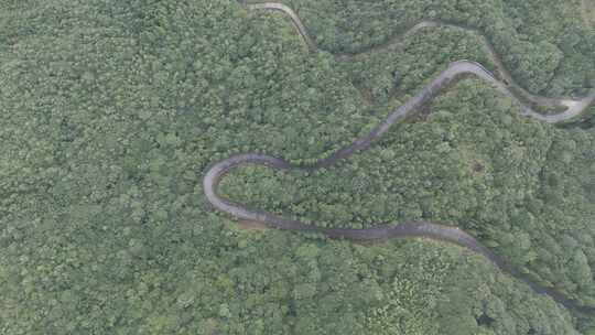 航拍大田顶大山森林云雾缭绕高山公路