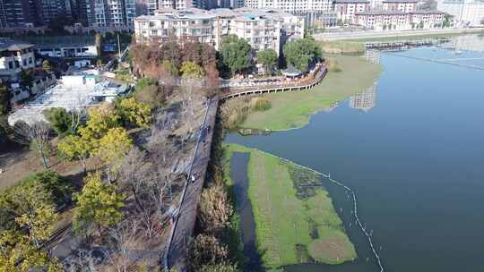 武汉洪山区南湖花溪公园航拍