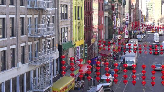纽约唐人街区上的灯笼