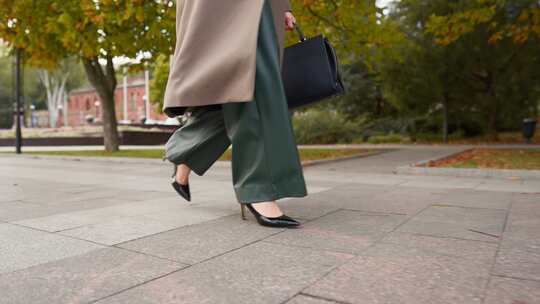 穿着时髦的职业女性行走的脚步