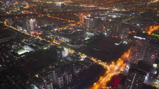 杭州钱塘新区下沙夜晚夜景车流延时