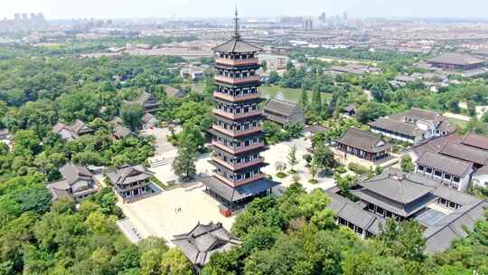 航拍扬州观音山大明寺栖灵塔景区