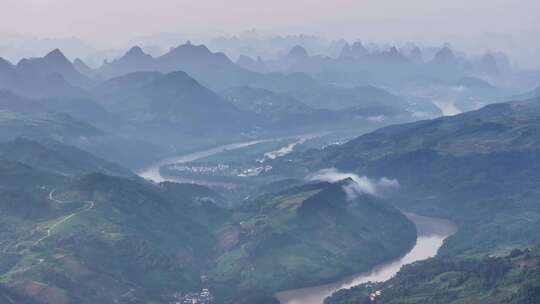 桂林山水漓江风光航拍