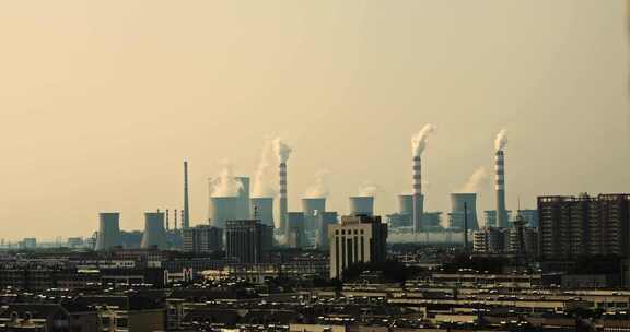 城市污染空气污染电厂工厂烟囱城市发展污染