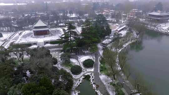 西安兴庆宫公园雪景