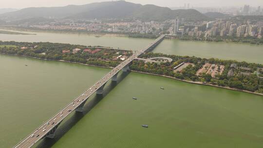 航拍湖南长沙橘子洲景区