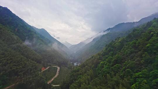 大山山脉峡谷云雾蒸气穿出前进