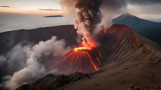 火山喷发壮丽自然景观