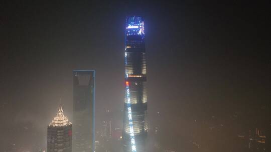 上海陆家嘴夜景航拍视频素材模板下载