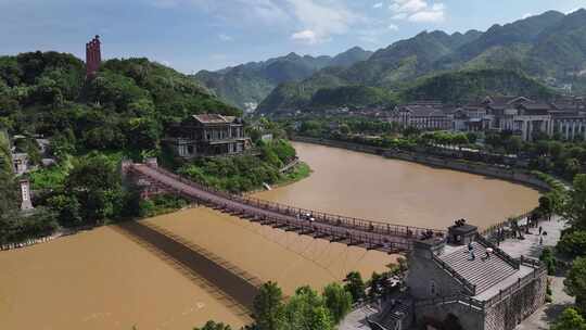 贵州遵义茅台酒镇赤水河城市建筑航拍风光